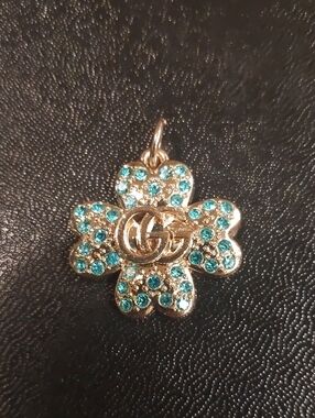 GG Gold-Tone Clover Pendant with Turquoise Stones
